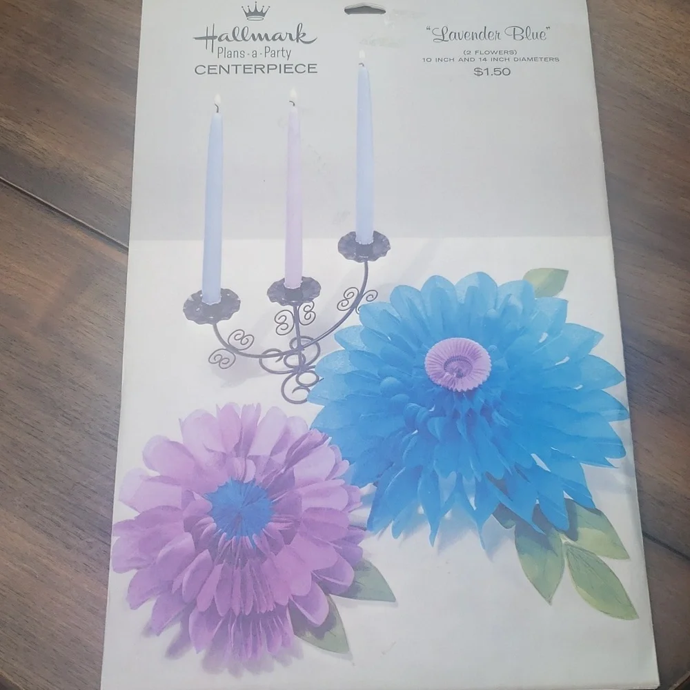 Hallmark Vintage Honeycomb Lavender Blue Floral Centerpiece